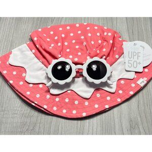 Mud Pie pink white dot sun hat sunglasses NWT SPF 50+ summer beach pool 6-18m